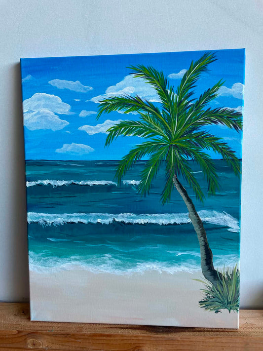 Tropical Beach Original Acrylic Painting