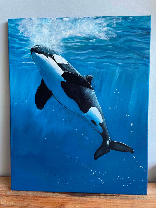 Bubbly Orca Original Acrylic Painting