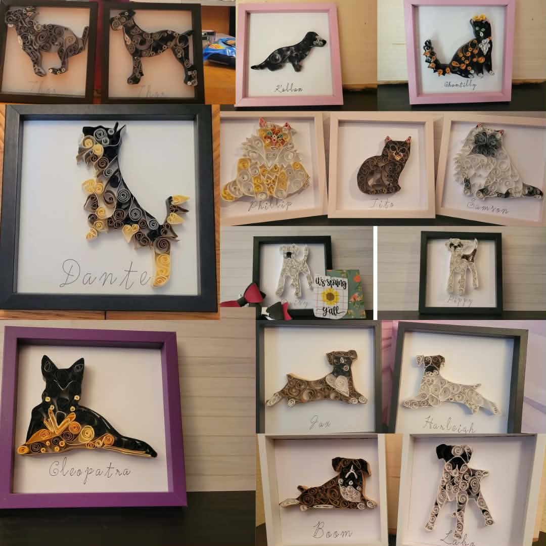Hand quilled pet portraits